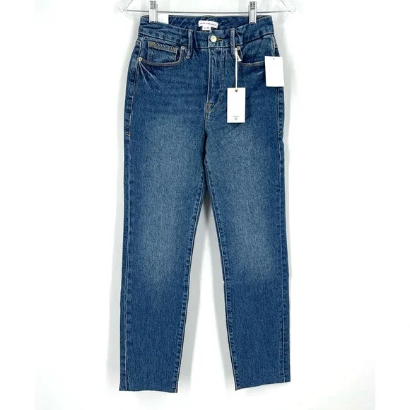 Good American Good Classic Raw Hem Jeans Blue 940 Women's Size 0/25 NWT - Picture 9 of 9